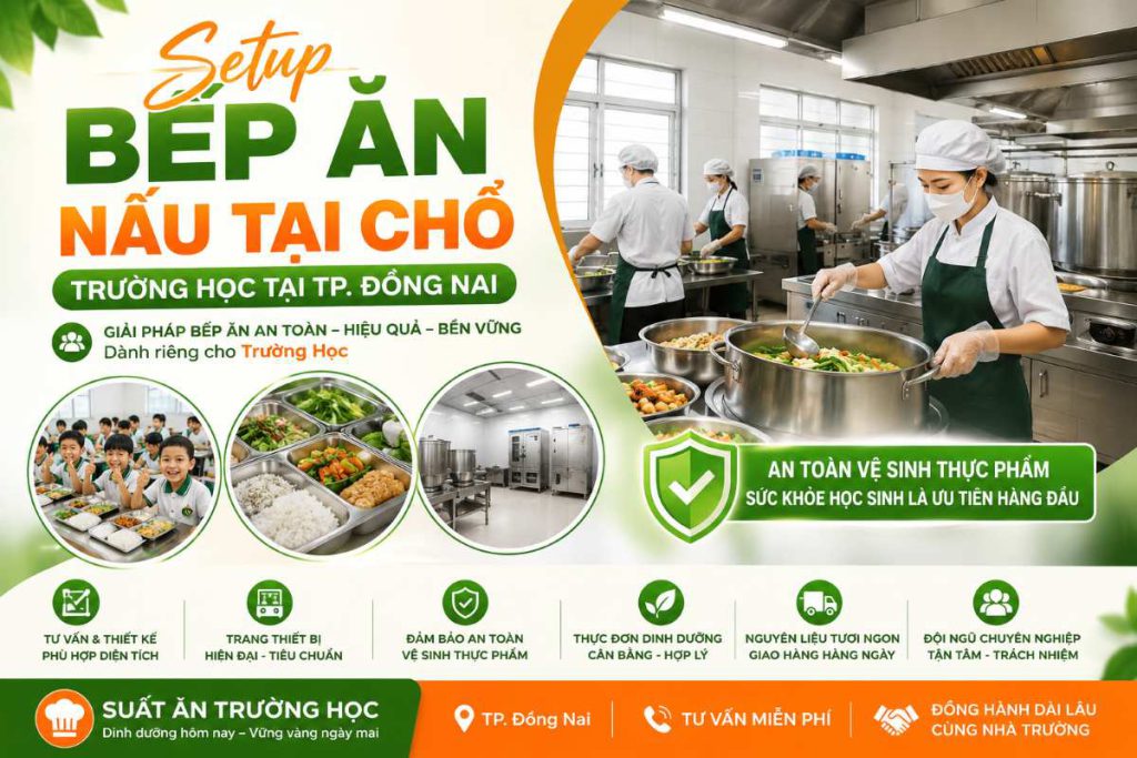 Setup Bếp Ăn Nấu Tại Chỗ Trường Học Tại TP. Đồng Nai | Suất Ăn Trường Học