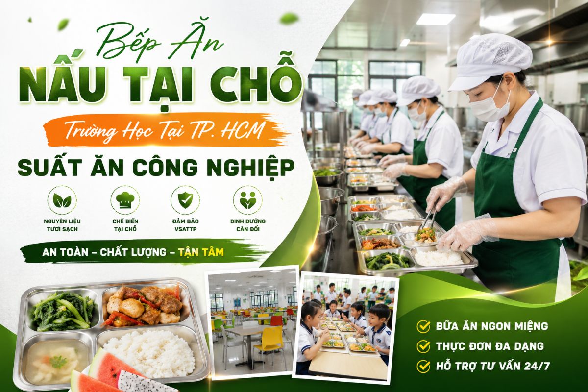 Bếp Ăn Nấu Tại Chỗ Trường Học Tại TP. HCM – Suất Ăn Công Nghiệp