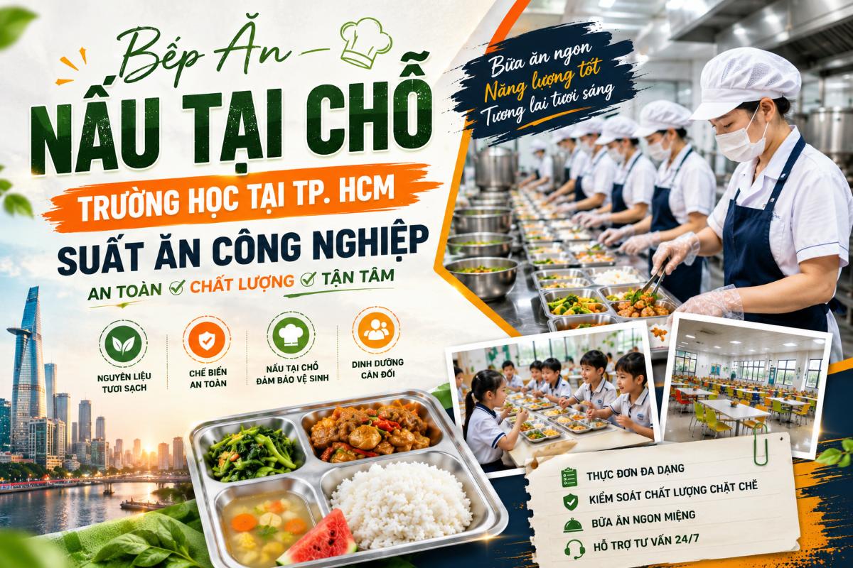 Bếp Ăn Nấu Tại Chỗ Trường Học Tại TP. HCM – Suất Ăn Công Nghiệp